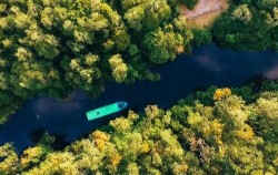 Klotok from top view,Borneo Island Tour,3 Days 2 Nights Borneo Orangutan Tour