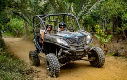 Buggy in forest,Bali 2 Combined Tours,Buggy Discovery and Canyon Tubing by Bali Quad