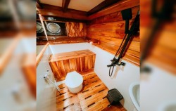 Yudisthira Cabin - Bathroom image, Open Trips 3 Days 2 Nights by Gandiva Luxury Phinisi, Komodo Open Trips