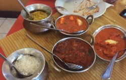 Bali Indian Food, Pulao Rice & Veggy Curry